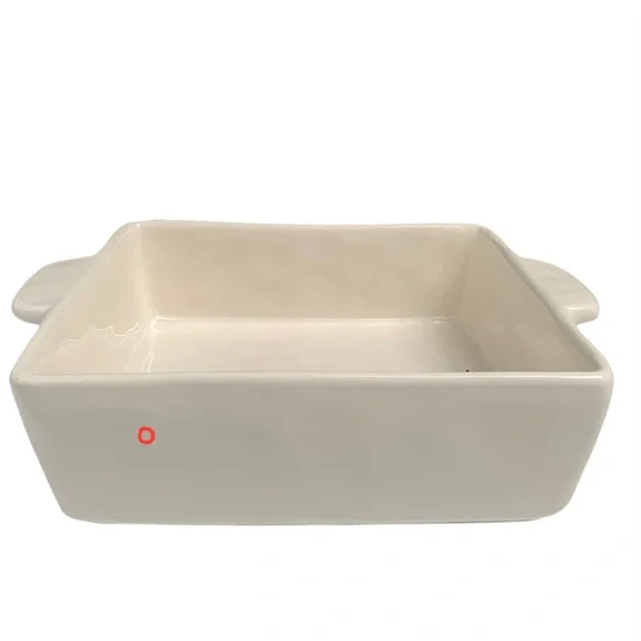 Rae Dunn MORE PLEASE Casserole Baking Dish White Black Large Letters Dimples NWT - Picture 7 of 12